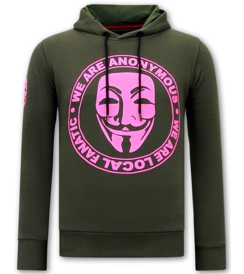 Local Fanatic Men Printed Hoodie We Are Anonymous - Green