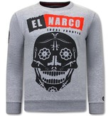 Local Fanatic Men Sweater With Print El Narco  - Grey