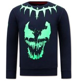 Local Fanatic Sweatshirt Skull Venom Face Neon - Blue