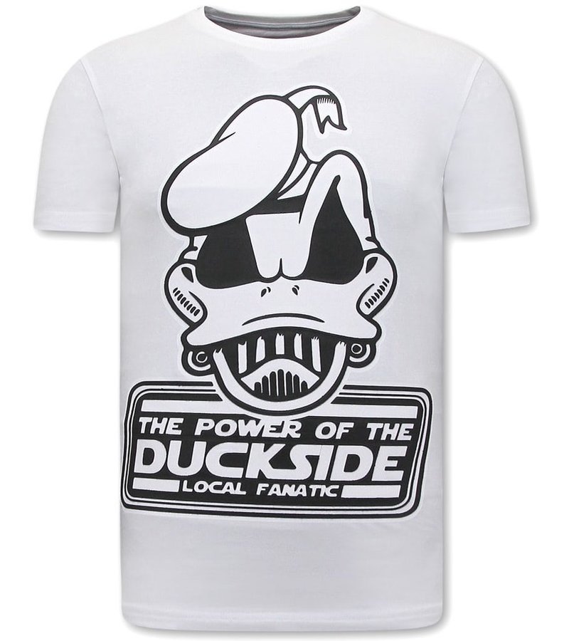 Local Fanatic Men T Shirt DuckSide Print - White
