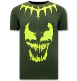 Local Fanatic Venom Face Neon Skull T shirt - Green