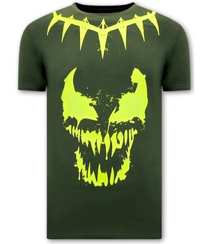 Local Fanatic Venom Face Neon Skull T shirt - Green