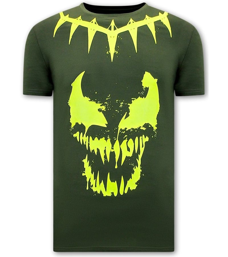 Local Fanatic Venom Face Neon Skull T shirt - Green