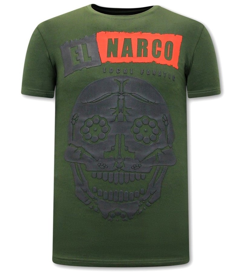 Local Fanatic  EL Narco Skull T Shirt - Green