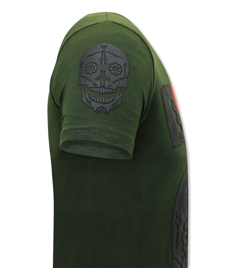 Local Fanatic  EL Narco Skull T Shirt - Green