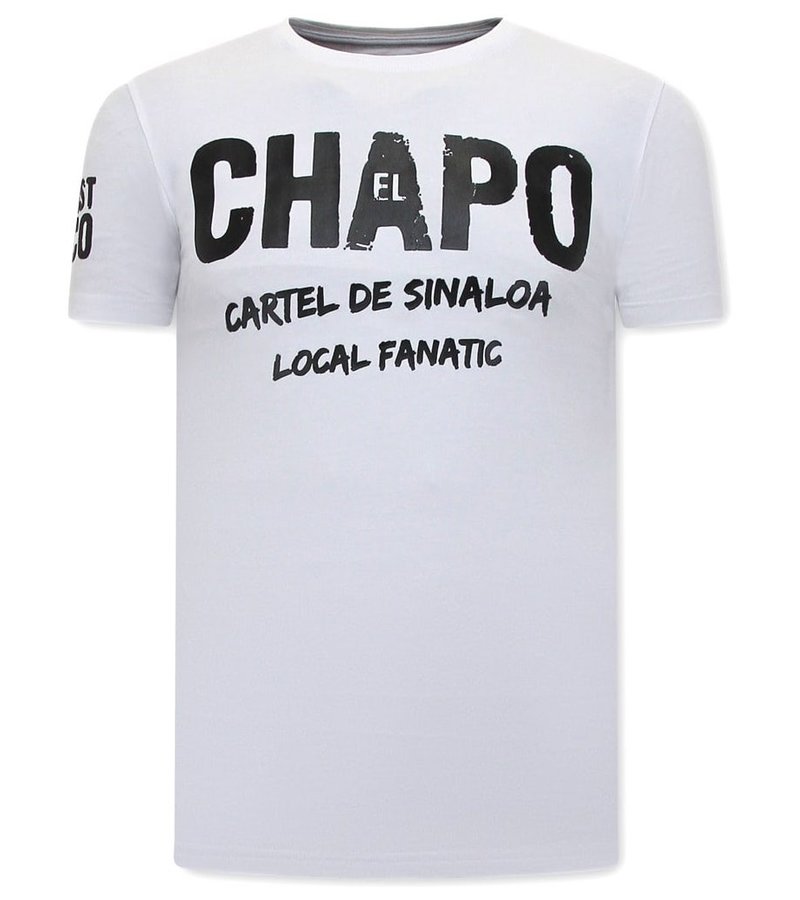 Local Fanatic EL Chapo Print Man T Shirt - White