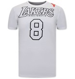 Local Fanatic Man T Shirt Lakers 8 Print - White
