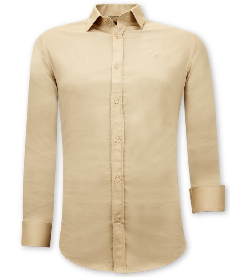 Tony Backer Casual Plain Shirts Mens - 3070 - Beige