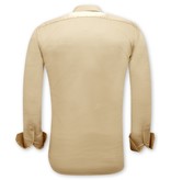 Tony Backer Casual Plain Shirts Mens - 3070 - Beige