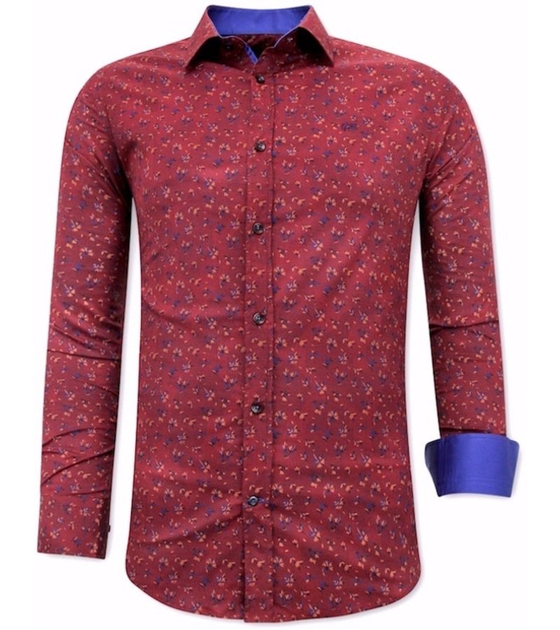 Tony Backer Lily Flower Print Shirts - 3064 - Bordeaux