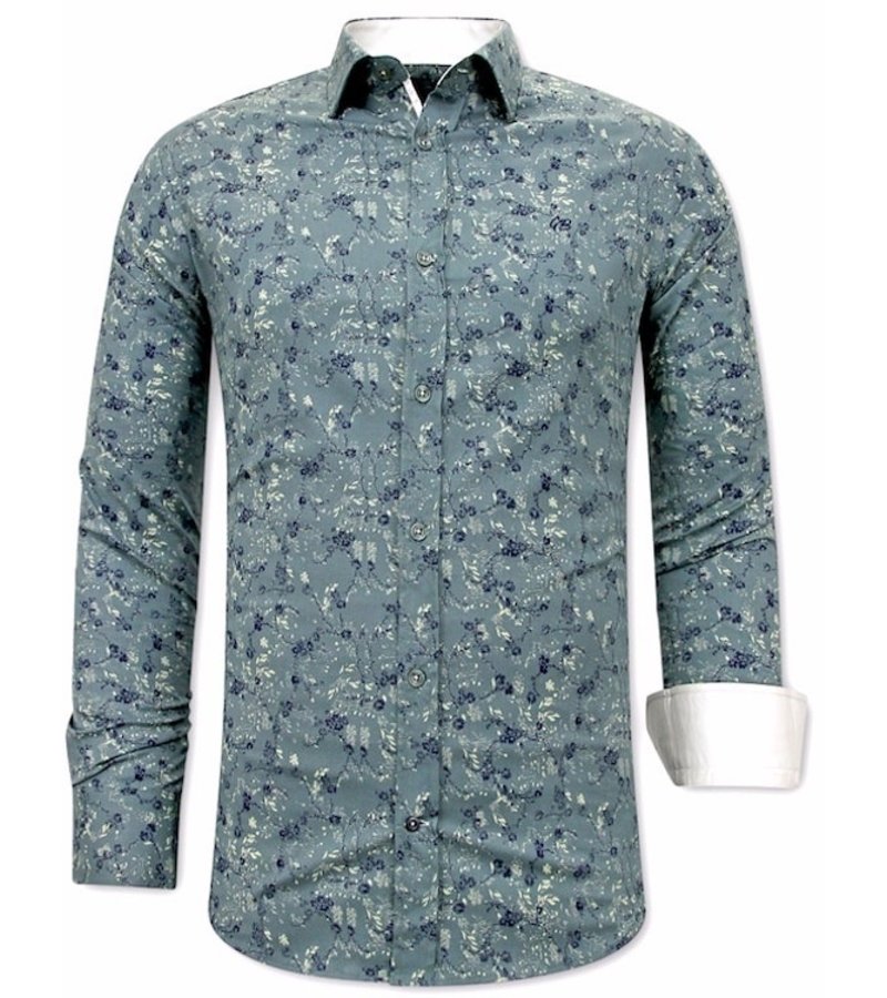 Tony Backer Flower Pattern Mens Shirts - 3065 - Green