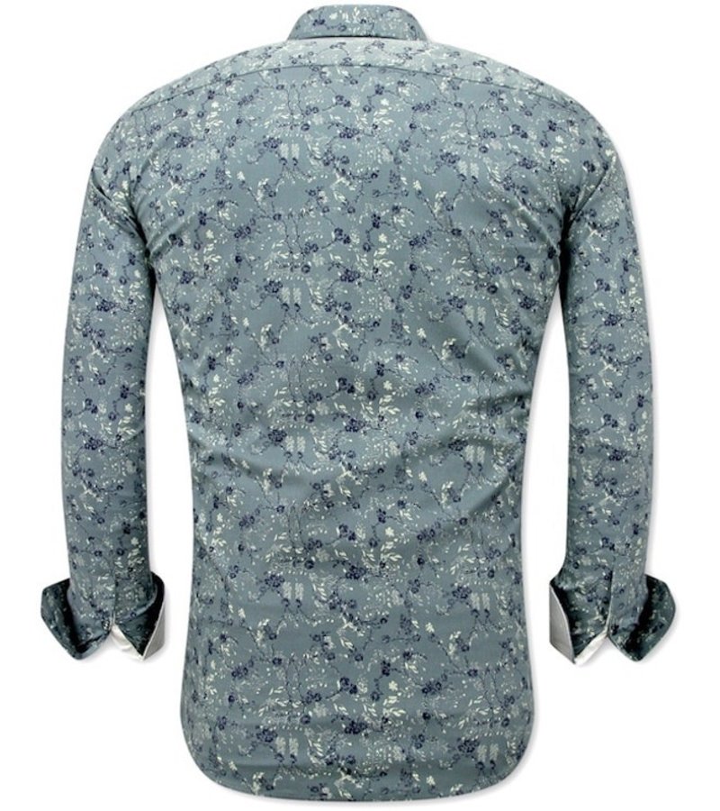 Tony Backer Flower Pattern Mens Shirts - 3065 - Green