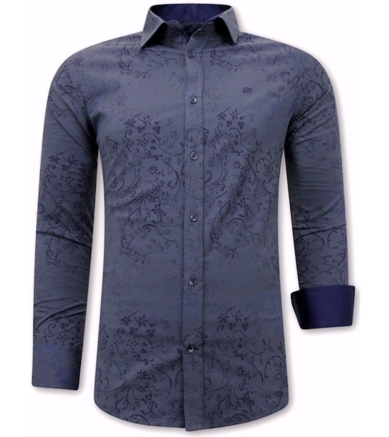 Tony Backer Flower Leaf Pattern Shirt Mens - 3066NW - Blue