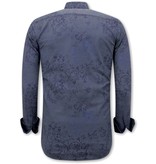 Tony Backer Flower Leaf Pattern Shirt Mens - 3066NW - Blue