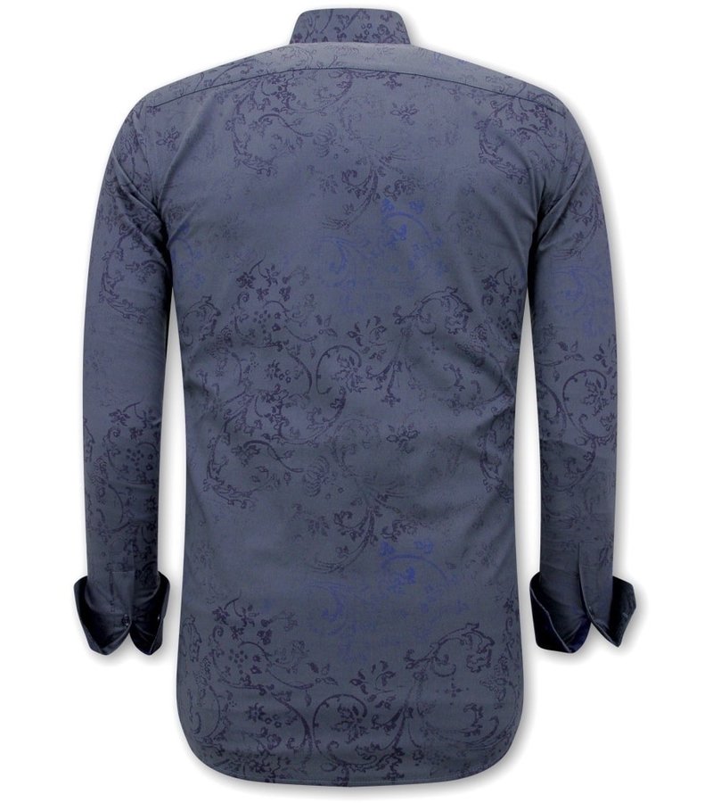 Tony Backer Flower Leaf Pattern Shirt Mens - 3066NW - Blue