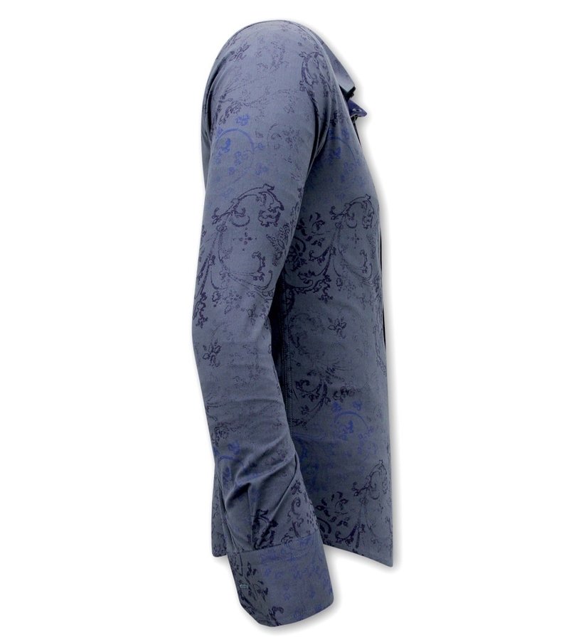 Tony Backer Flower Leaf Pattern Shirt Mens - 3066NW - Blue