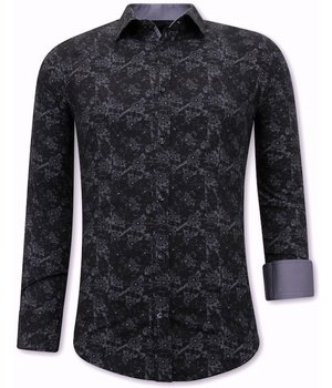 Tony Backer Luxury Printed Shirts Slim Fit - 3068NW - Black