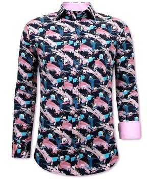 Tony Backer Paint Splash Long Sleeve Shirt - 3075NW - Pink