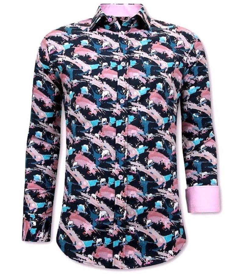 Tony Backer Paint Splash Long Sleeve Shirt - 3075NW - Pink