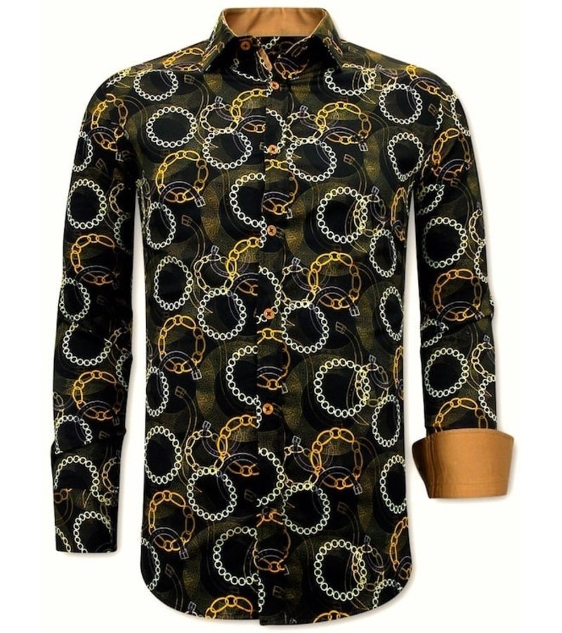 Tony Backer Chain Print Shirt Mens - 3078NW - Black