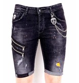 Local Fanatic Zip ankle Denim Shorts - 1019 - Black