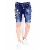 Local Fanatic Ripped Patched Denim Shorts Mens - 1018 - Blue