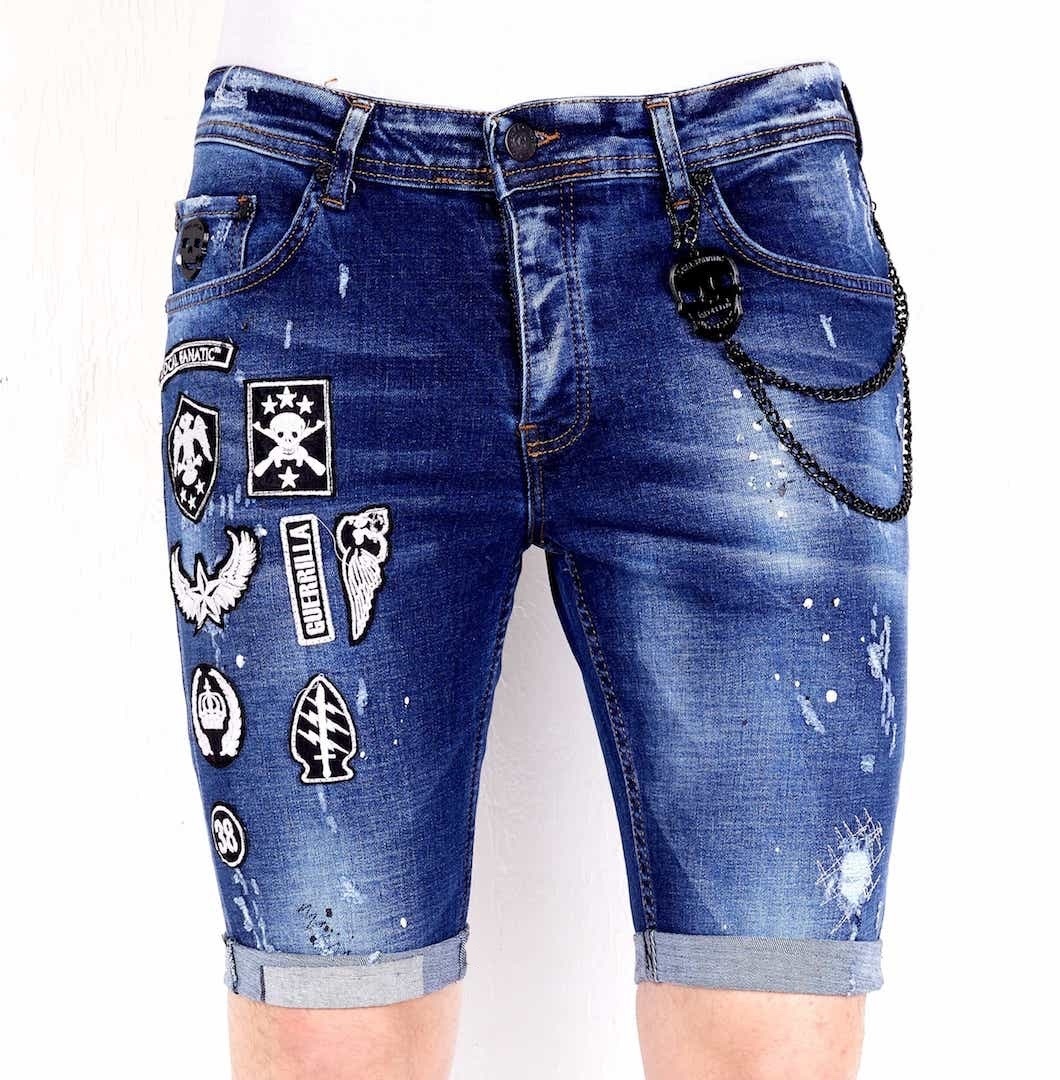 Ripped Patched Denim Shorts Mens New Styleitaly Eu