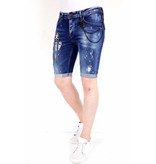 Local Fanatic Ripped Patched Denim Shorts Mens - 1018 - Blue
