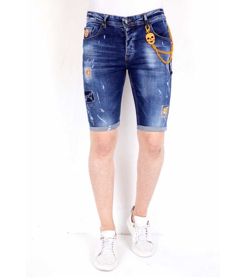 Local Fanatic Mens Denim Shorts Ripped - 1016 - Blue