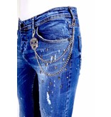 Local Fanatic Ripped jeans skull studs - 1009 - Blue