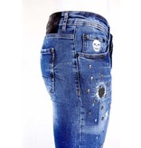 Local Fanatic Ripped jeans skull studs - 1009 - Blue