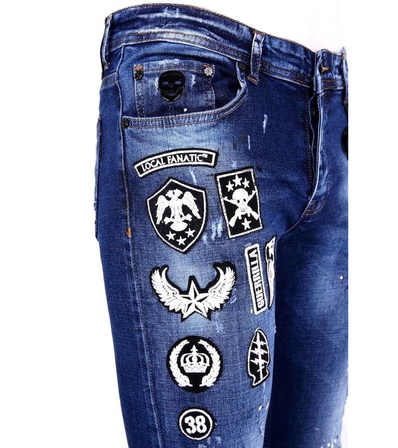 Local Fanatic Ripped Jeans With Patches -1004 - Blue