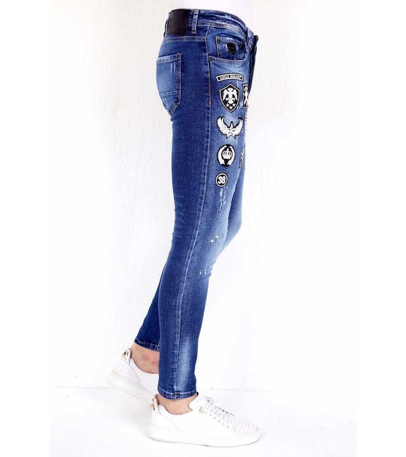 Local Fanatic Ripped Jeans With Patches -1004 - Blue