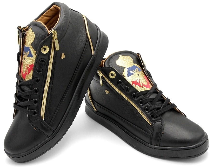 Mens black and gold sneakers top