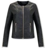 Bludeise Ladies Leather Jackets UK - AY171 - Black