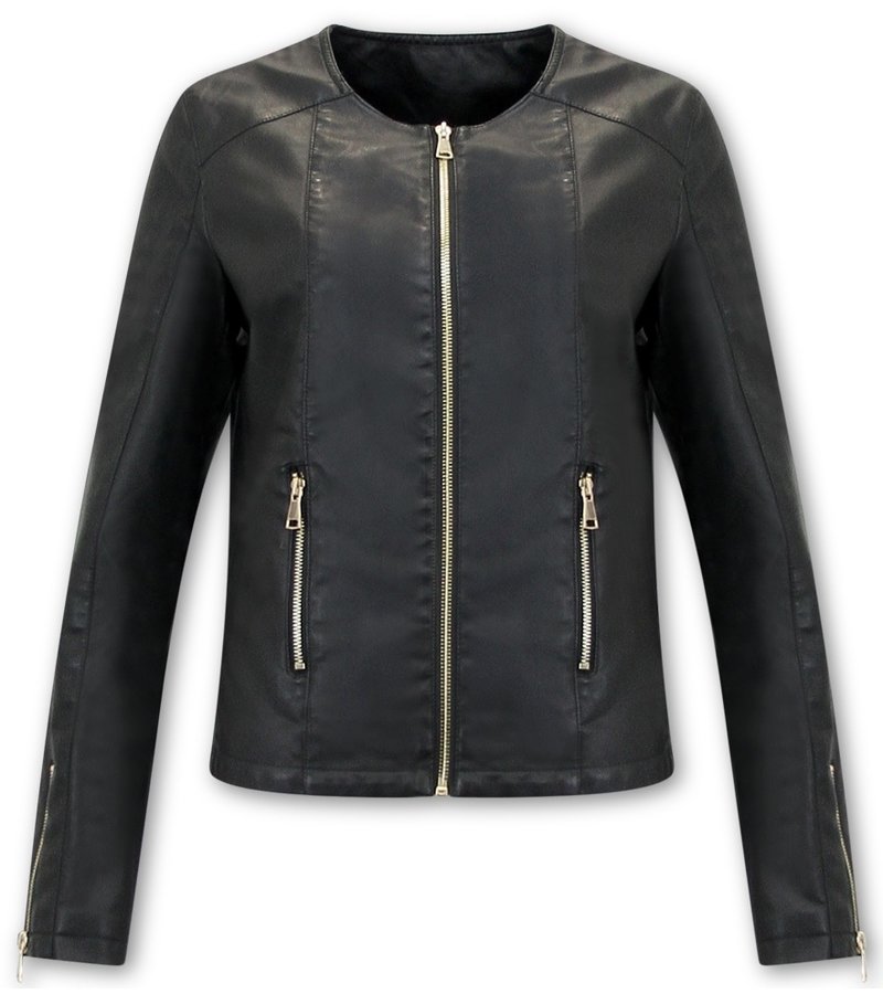 Bludeise Ladies Leather Jackets UK - AY171 - Black