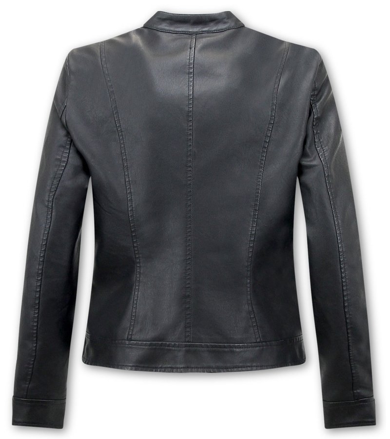 Bludeise Ladies Leather Jacket - AY332 - Black