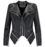 Bludeise Women Leather Jacket - AY152 - Black