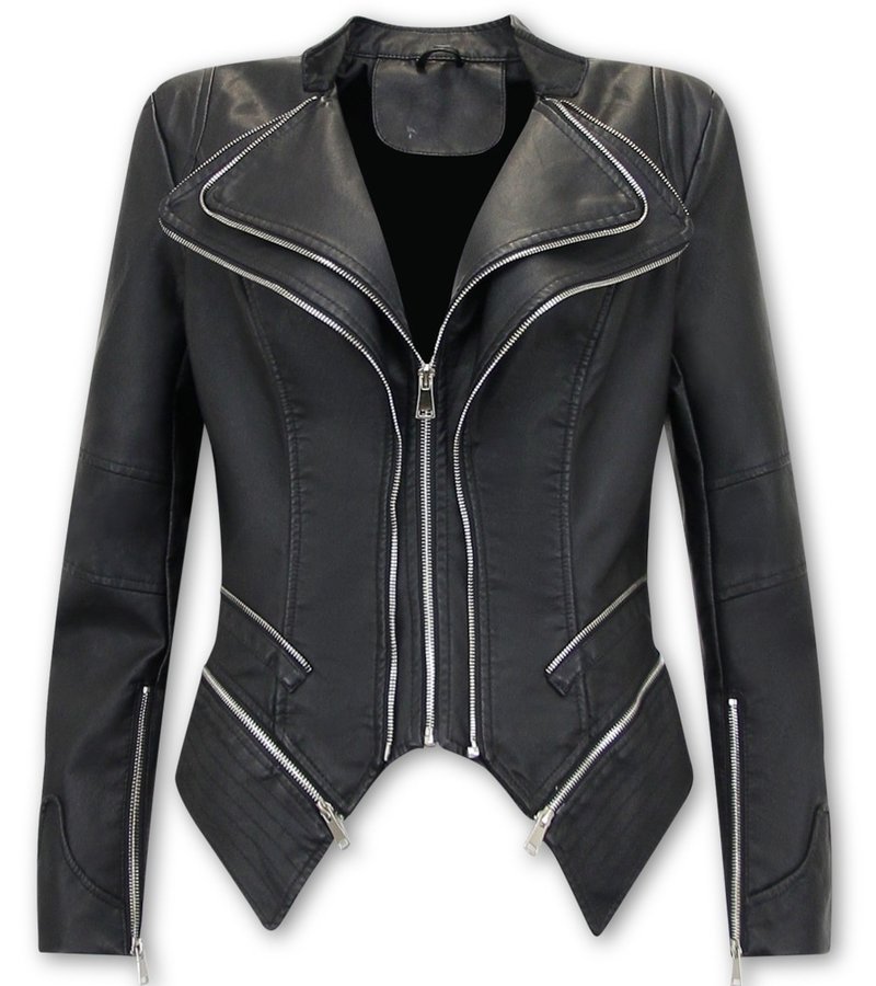 Bludeise Women Leather Jacket - AY152 - Black