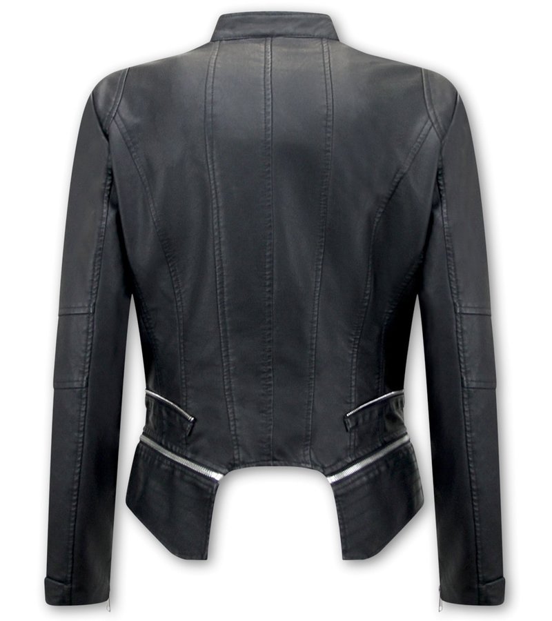 Bludeise Women Leather Jacket - AY152 - Black