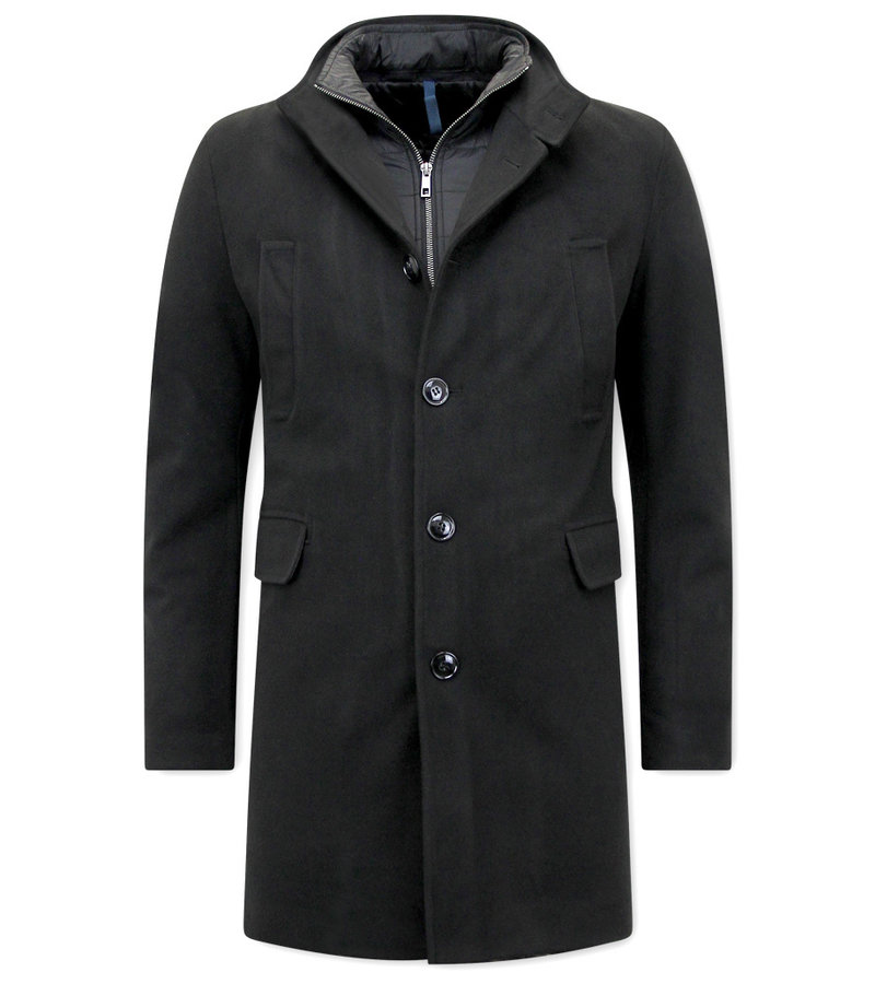 Enos High Neck Classy Men Winter Coats - ZMC-8039	- Black