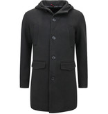 Enos Classic Coats With Hood For Men - QQC-8768 - Black