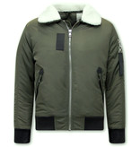 Y chromosome Pilot Bomber Jacket Fur Collar - H-3213 - Green