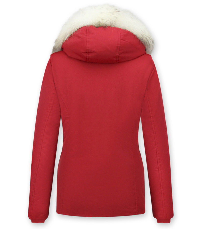 Matogla Women Winter Jackets With Hood Fur - 5897R - Red