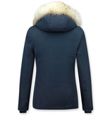 Matogla Women Winter Jackets With Hood Fur - 5897B - Blue