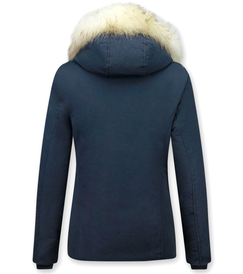 Matogla Women Winter Jackets With Hood Fur - 5897B - Blue