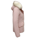 Matogla Women Winter Jackets With Hood Fur - 5897P - Pink
