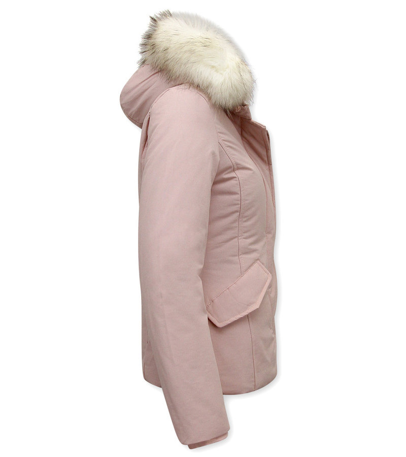 Matogla Women Winter Jackets With Hood Fur - 5897P - Pink