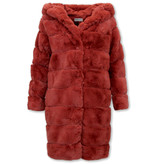 Gentile Bellini Ladies Faux Fur Coat With Hood - 610R - Bordeaux