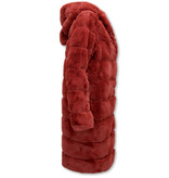 Gentile Bellini Ladies Faux Fur Coat With Hood - 610R - Bordeaux